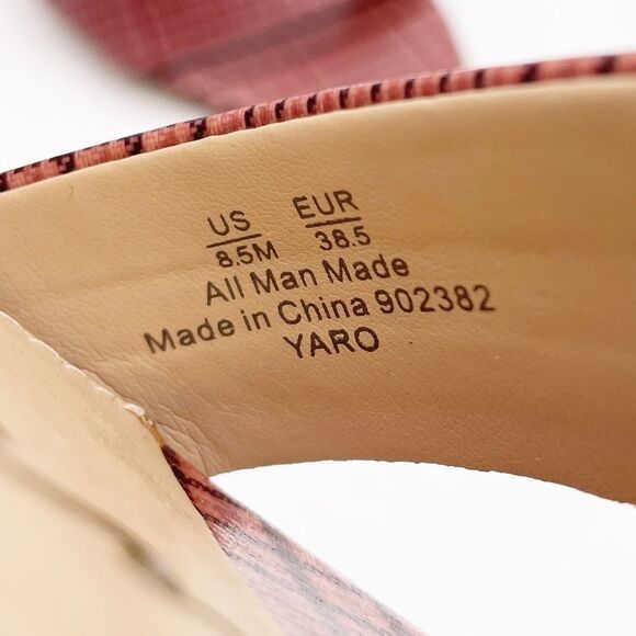 Sam Edelman Yaro Block Heel Ankle Strap Sandal Warm Pink Plaid Women’s Size 8.5 - Picture 14 of 16